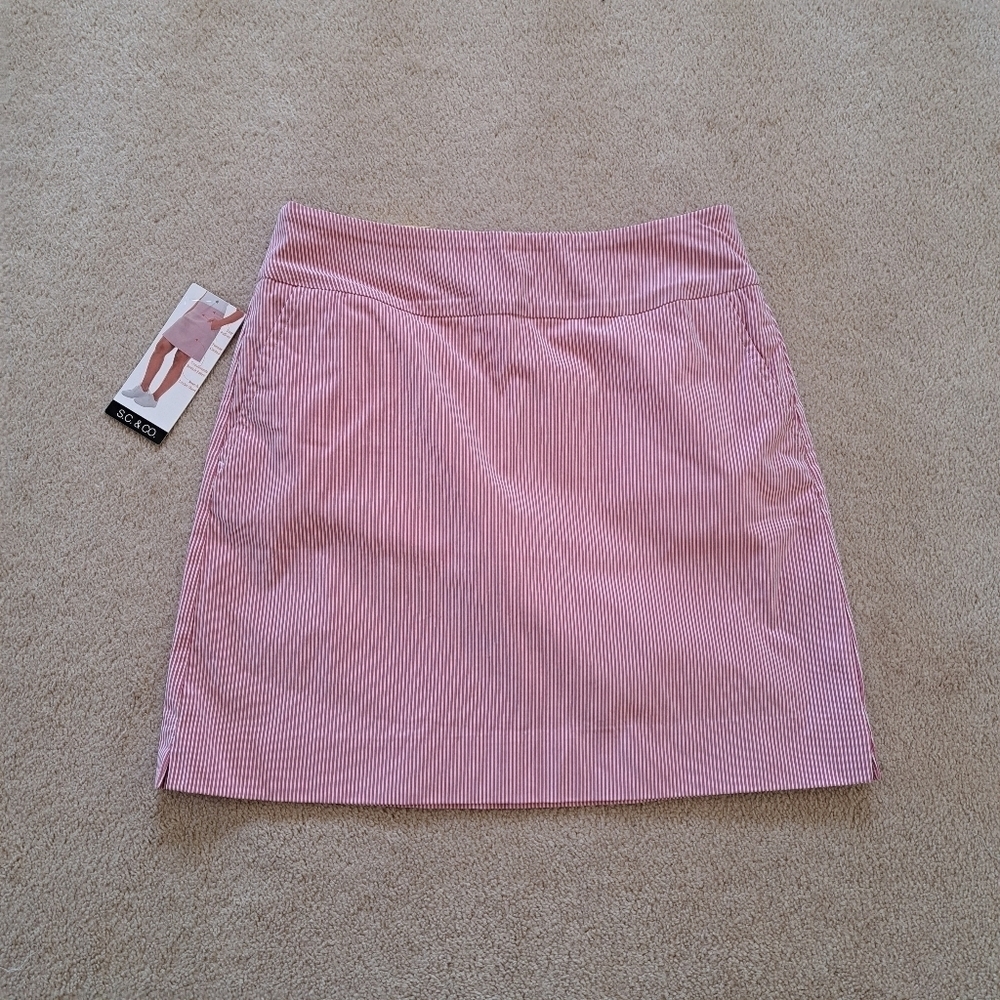 S.C.& Co. Pull On Skort Pink White Striped Stretch Womens Various Sizes Summer